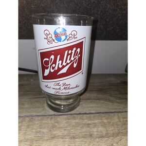 SCHLITZ BEER GLASS VINTAGE 32oz. LARGE FOOTED BAR GLASS ADVERTISING